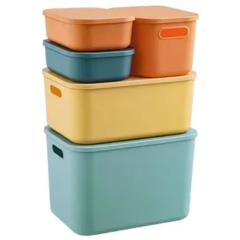 Desktop Storage Box Dust-proof With Lid Rectangle PP Plastic Basket for Organizing Snacks Toys Socks Underwear Bedroom Articles