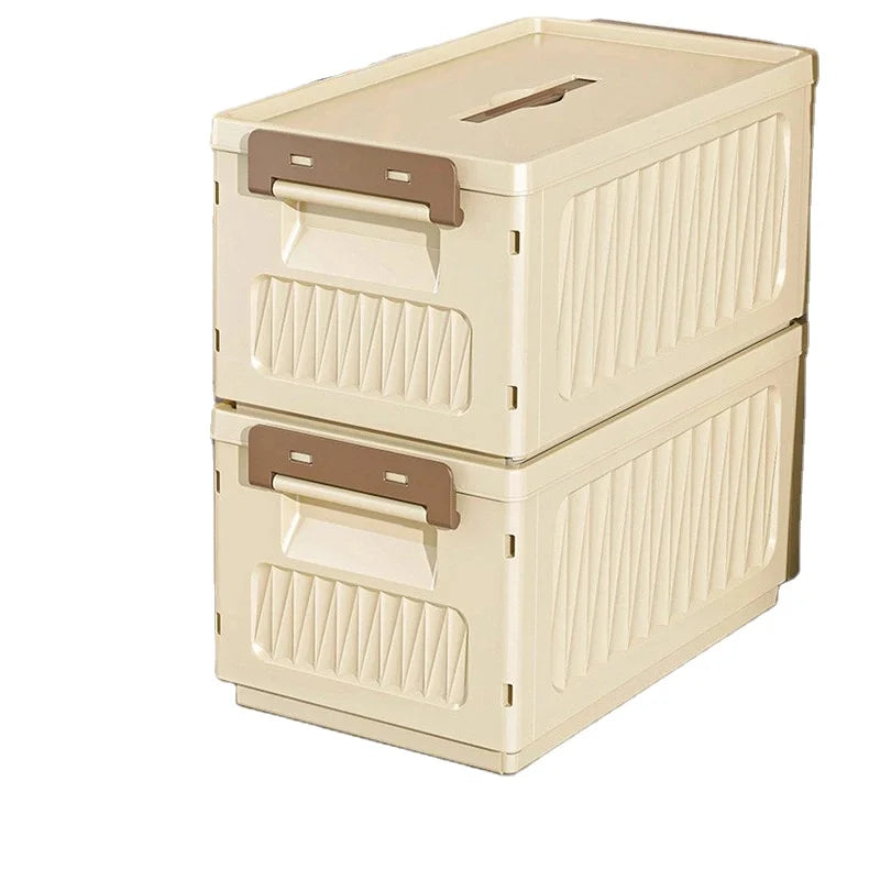 Folding Eco-Friendly Plastic Storage Box Rectangle Home Wardrobe Clothing Organizer 50L-60L Capacity Modern Minimalist Design