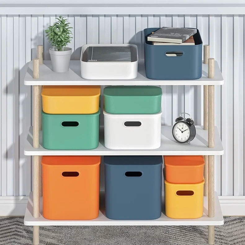 Desktop Storage Box Dust-proof With Lid Rectangle PP Plastic Basket for Organizing Snacks Toys Socks Underwear Bedroom Articles